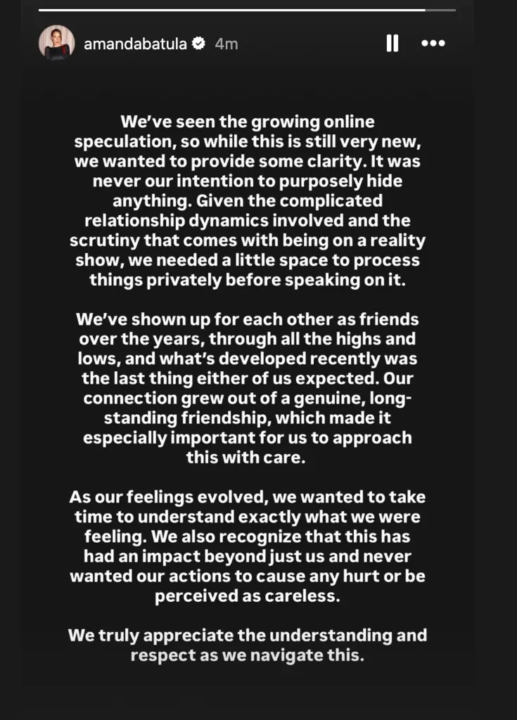 Amanda Batula and West Wilson Instagram Story