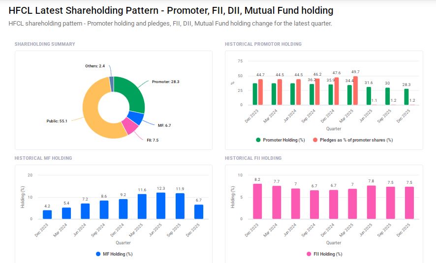 HFCL Shareholding Pattern